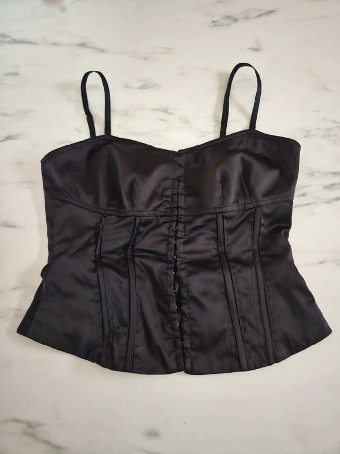 H&M bustier satiné noir taille L