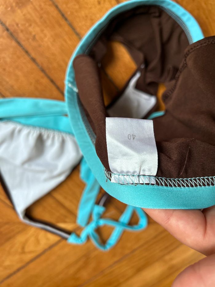Maillot de bain 2 pièces turquoise et marron Taille 42 - photo numéro 8