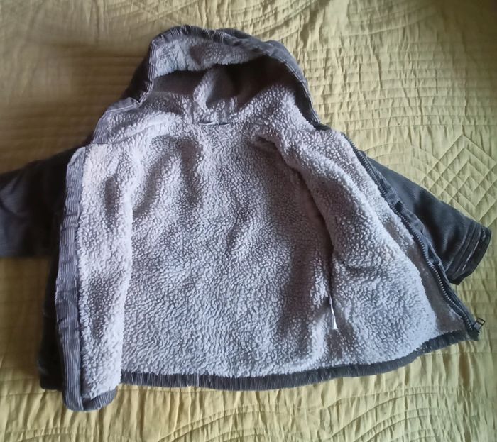 Manteau velours côtelé fourré capuche 3 ans - photo numéro 4