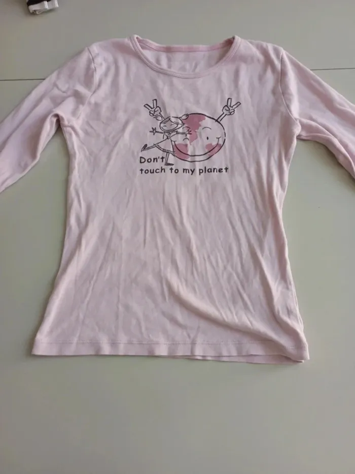 T-shirt manches longues don't touch to my planet 14 ans