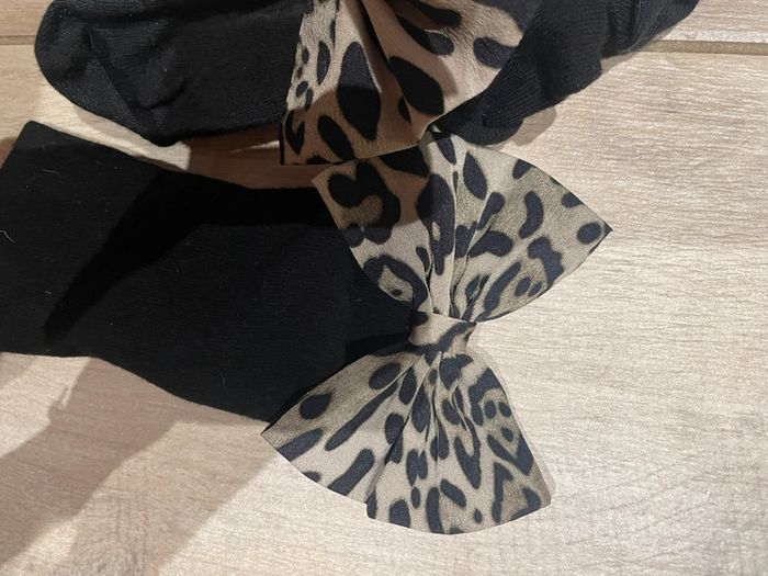 Chaussette noir avec noeud léopard calzedonia - photo numéro 2
