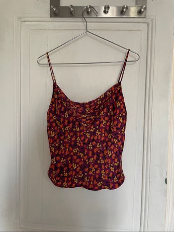 Débardeur//top fleuri orange jaune et violet Zara