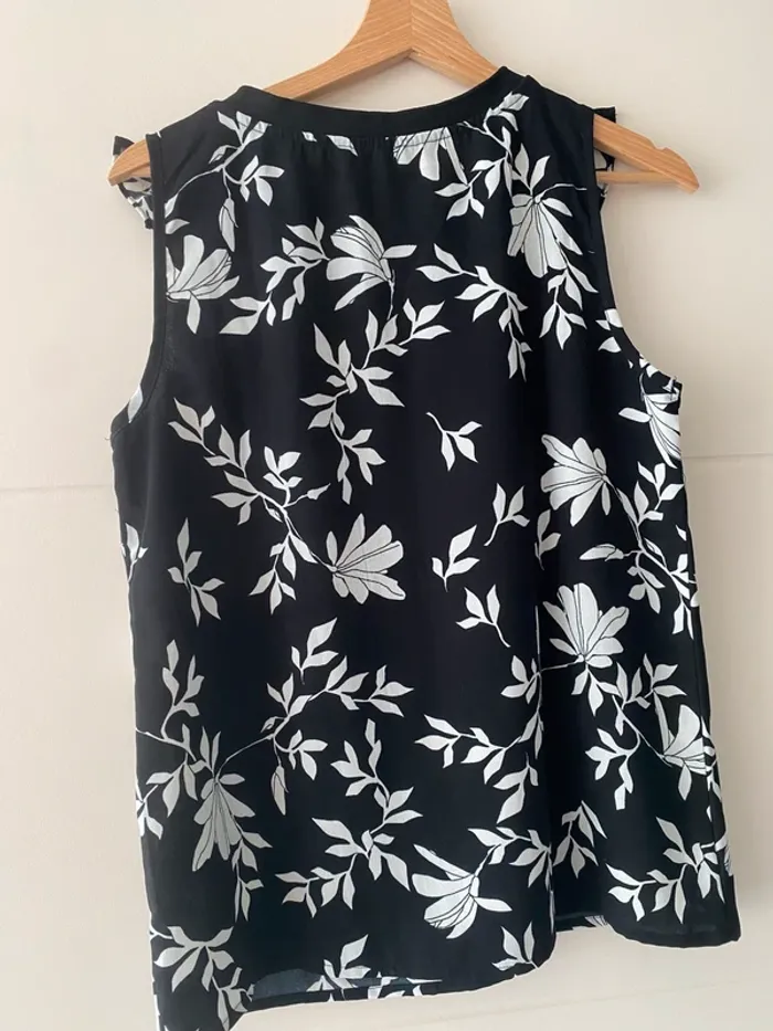 Top fleuri noir et blanc Vero Moda - Taille L - photo numéro 4