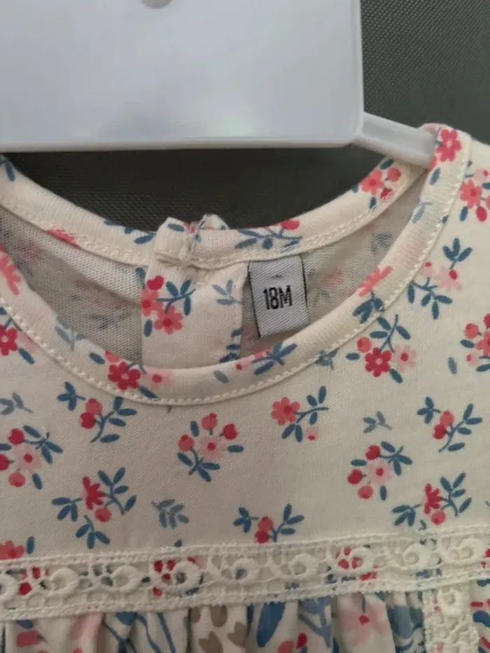 Tenue ensemble été printemps fleuri bébé fille 18 mois neuf - photo numéro 2