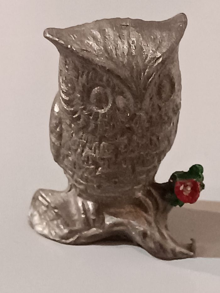 Chouette en étain à la rose - photo numéro 5