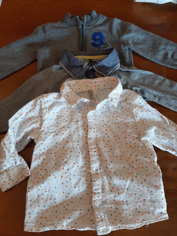 Lot 3 articles. 1 chemise 1 polo 1 gilet