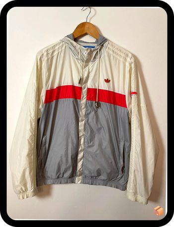 Coupe-vent Adidas Originals – Taille L – Écru, rouge & gris – Homme