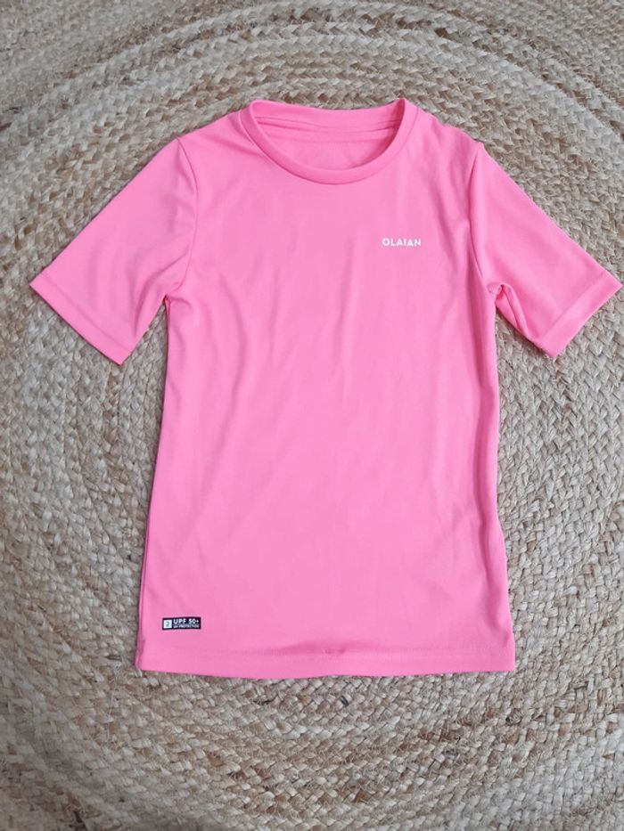 Tee shirt maillot de bain rose Olaian 4/5 ans