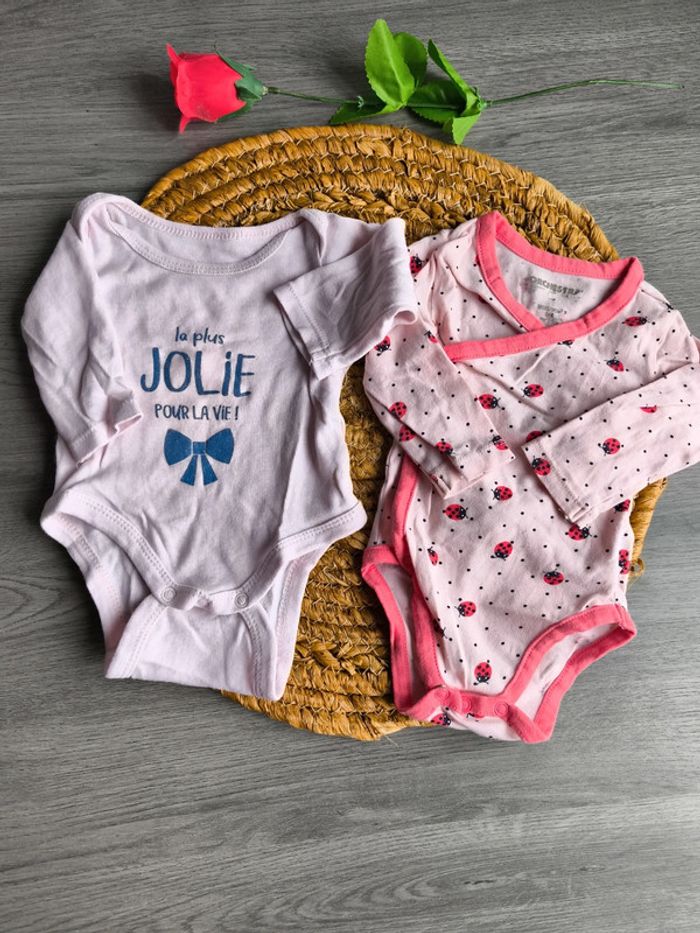 Lot de 2 body bebe Fille 1mois