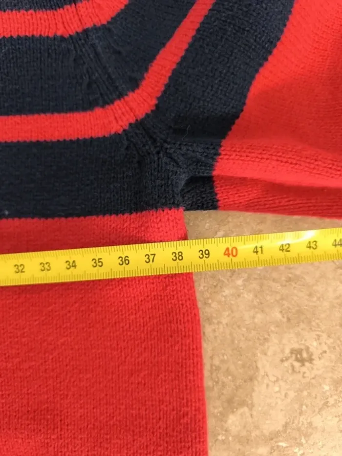 Pull Tommy Hilfiger 1/4 zippé excellent état rouge bleu marine M 8/10ans garçon ou fille - photo numéro 10