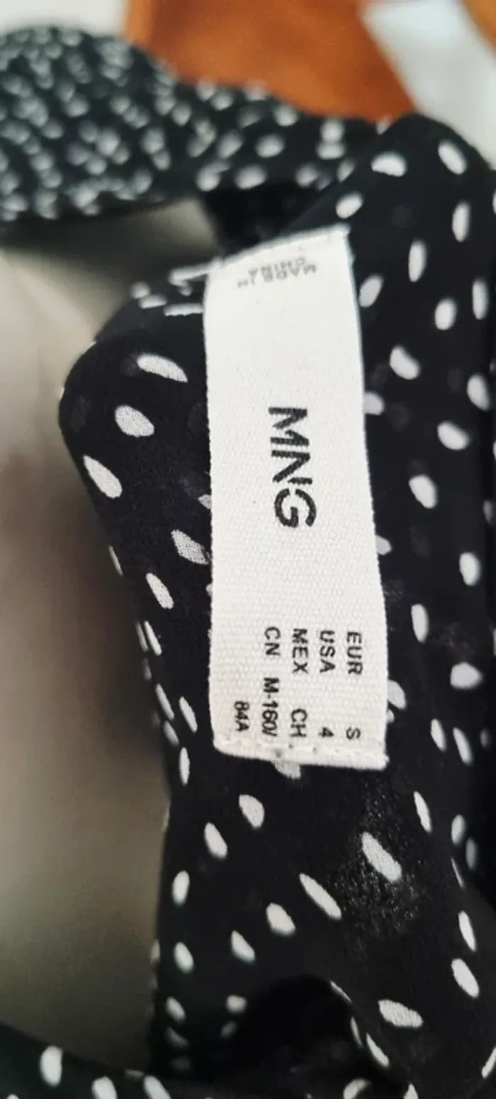 Blouse pois noire et blanc mango 38 - photo numéro 2