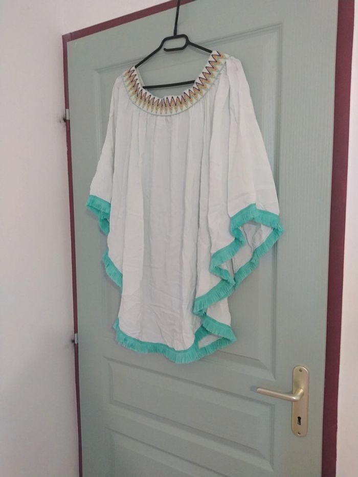 Robe d'été/tunique bohème, vert d'eau