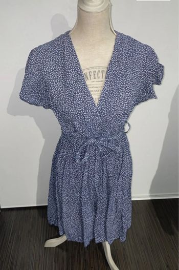 Robe d'été fleurie bleu marine et blanc - Taille S/M