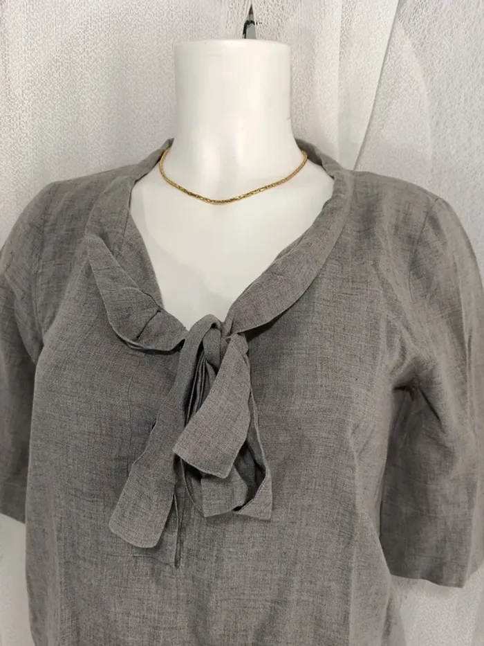 Chloé "blouse grise col à noeud" taille 38 - photo numéro 2