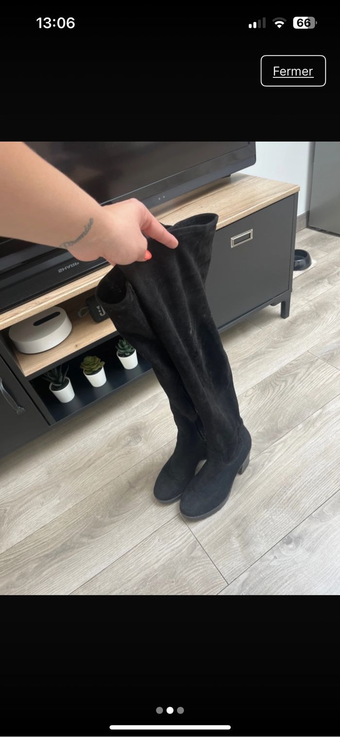 Cuissardes noires en daim - photo numéro 2