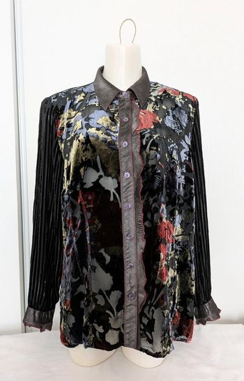 Blouse chemisier coloré en soie et velours - Alain Weiz - taille 44