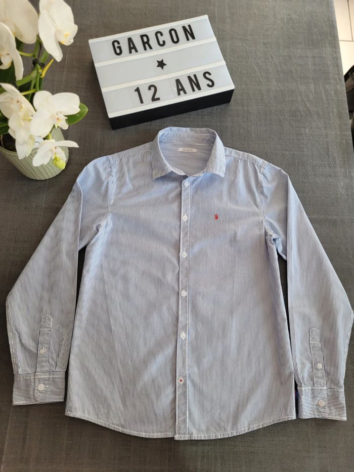 Lot De 2 Chemises Okaïdi Pour Garçon 12 Ans - 100% Coton Bleu - Occasion Très Bon état