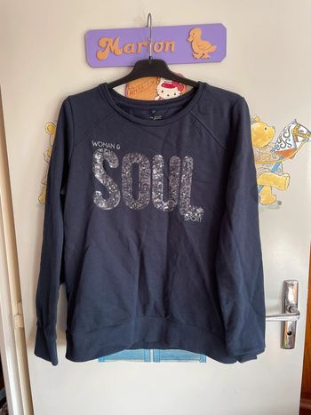 Pull bleu marine à motifs, taille Xs, marque Jbc.
