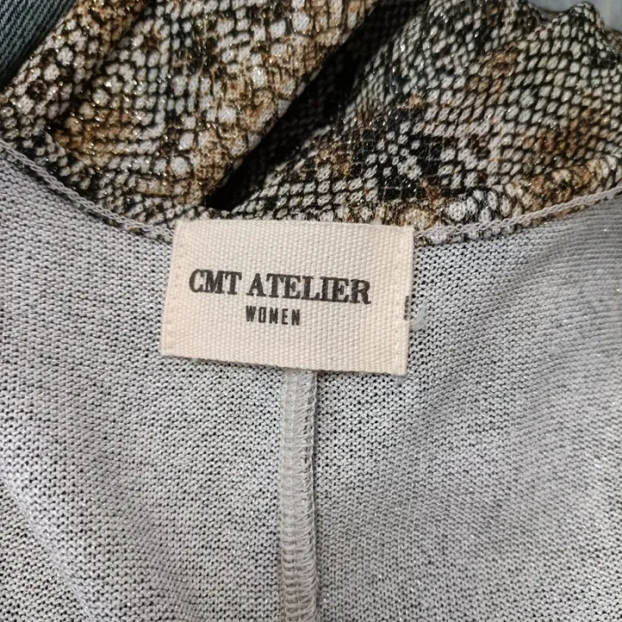Robe courte imprimé serpent Cmt atelier taille 38 drapée col V manches courtes stretch A221 - photo numéro 8