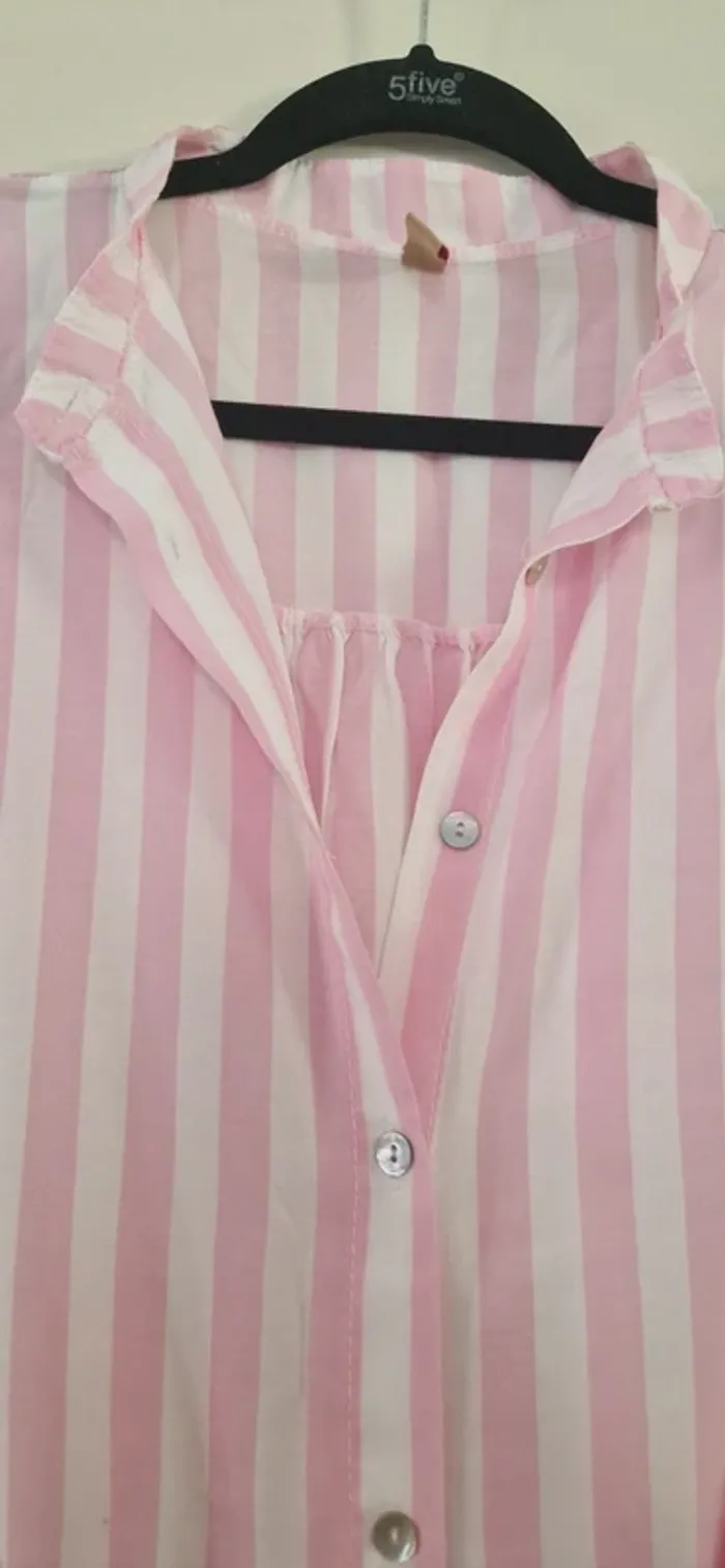 Robe chemise Zeta Otto rose et blanc - photo numéro 6