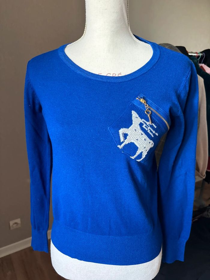 Pull cerf bleu - photo numéro 2