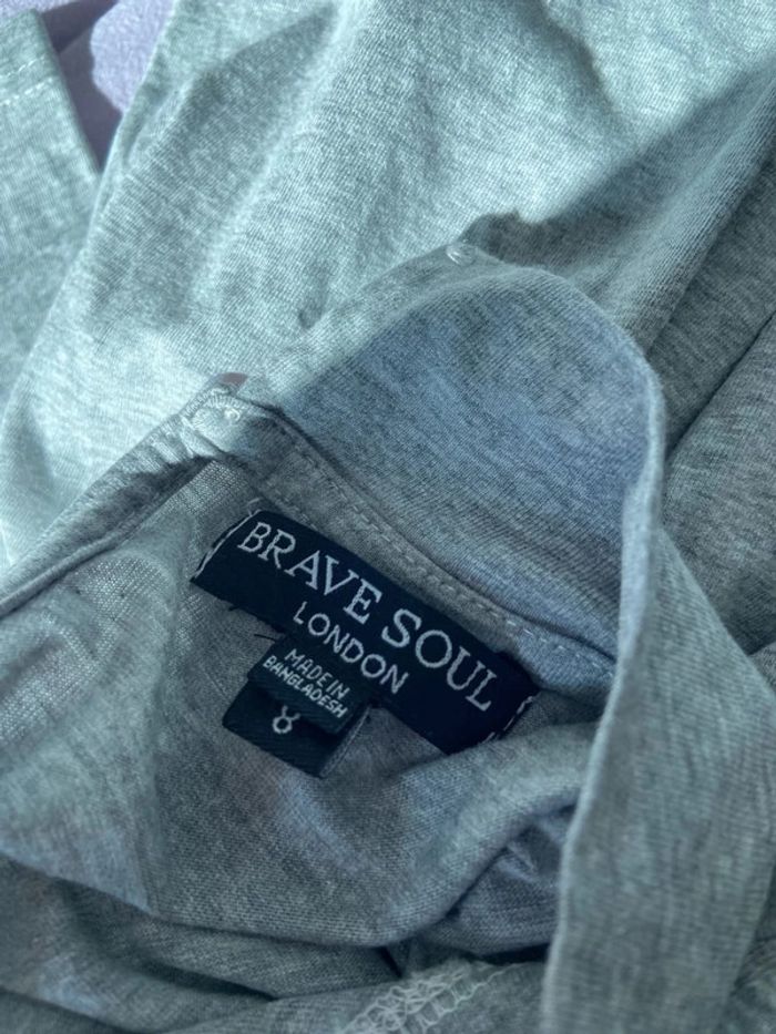 Robe t-shirt coton gris manches longues Style baby doll Brave Soul Taille S - photo numéro 3
