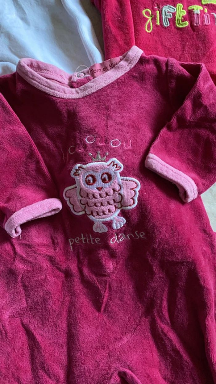 Lot de 3 grenouillère - pyjama 1 pièce - velours - 3 mois - photo numéro 4
