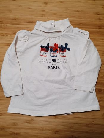 T-shirt haute manches longues TAO col montante taille 6 mois 68 cm