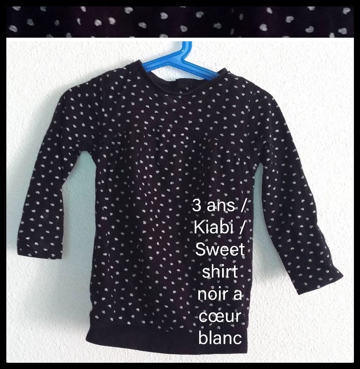 3 ans kiabi sweet shirt noir a cœur blanc toutes saisons /Excellent état