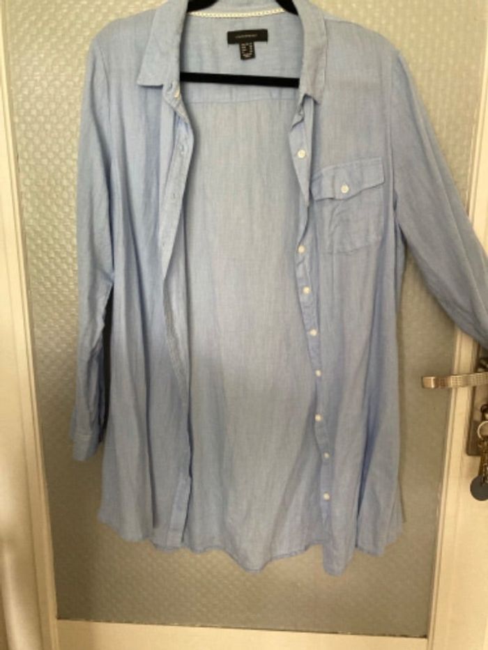 Chemise longue bleue