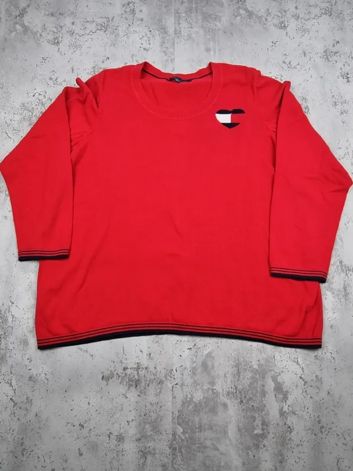 Sweat rouge logo cœur Tommy Hilfiger Taille 2X Femme environ XL/XXL - photo numéro 3