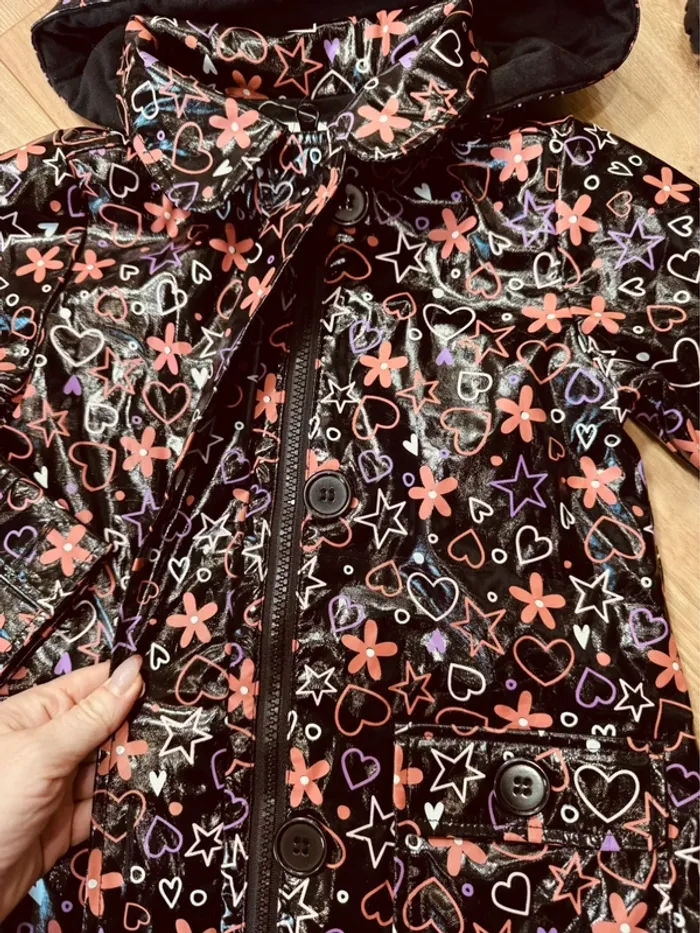 Taille 3 ans imperméable fille Tissaia noir rose orange * motifs * 💕 - photo numéro 5
