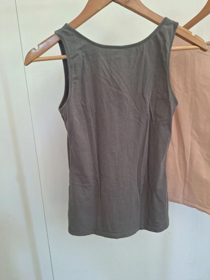 Lot 2 débardeur basic Cotton rose et kaki H&M enfant 12/14 ans - photo numéro 5