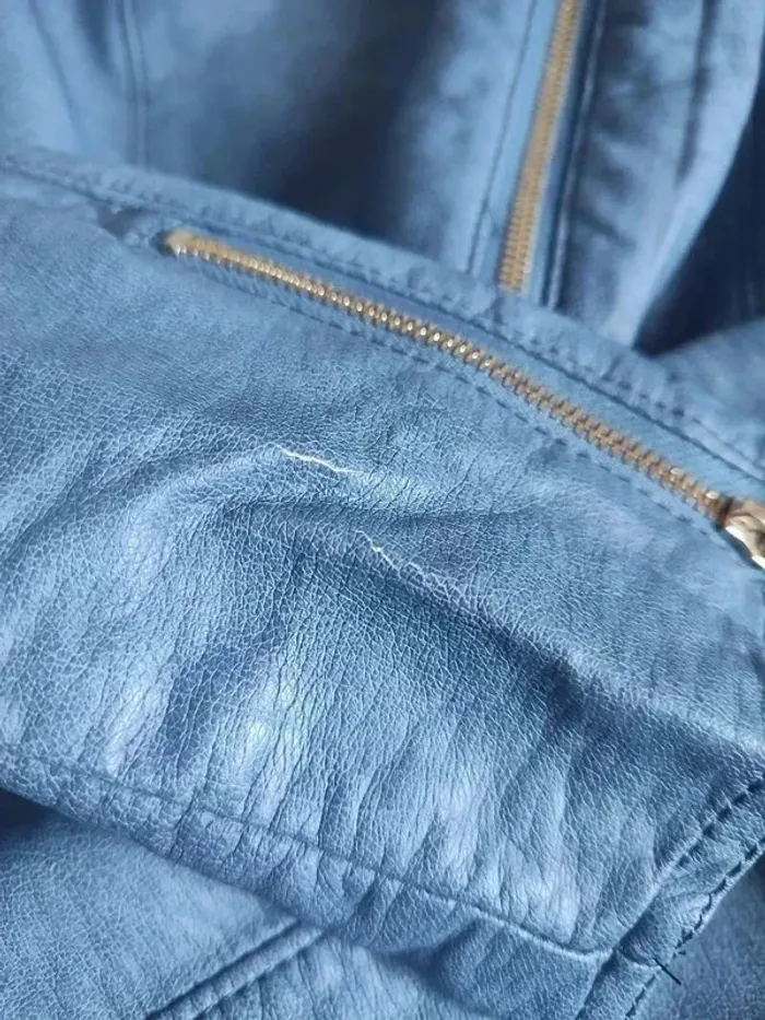 Veste simili cuir bleu - photo numéro 7