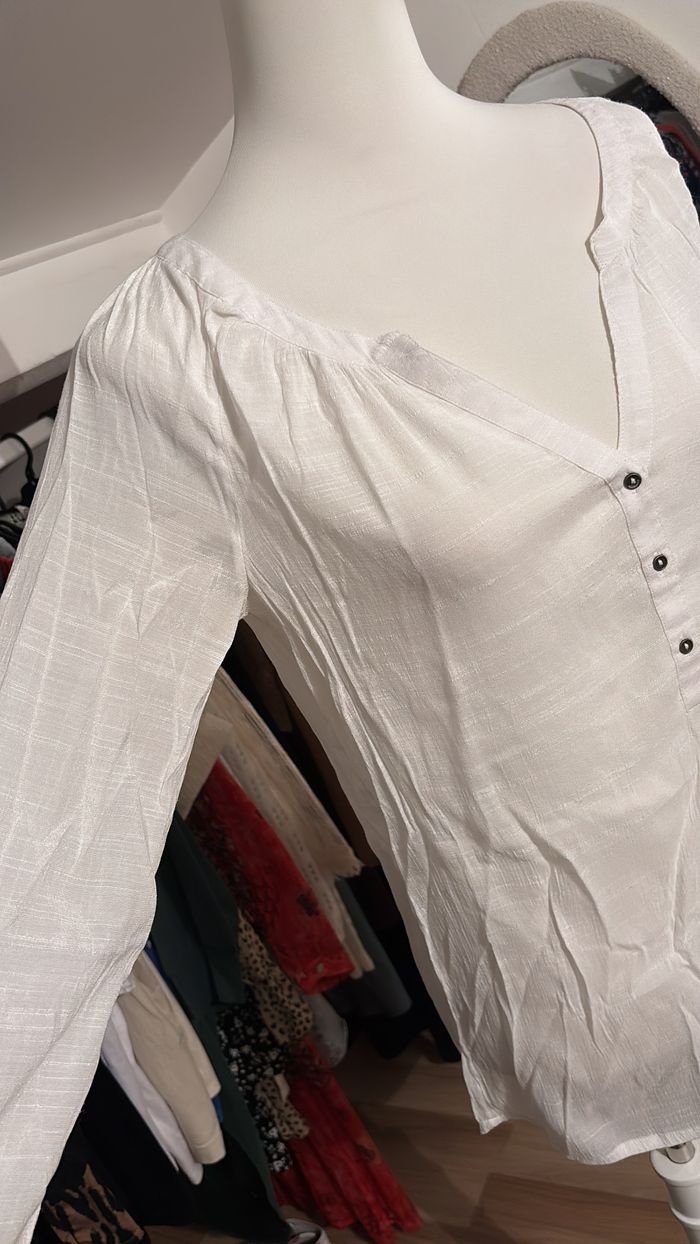 Blouse blanche longue Camaïeu T38 - photo numéro 2