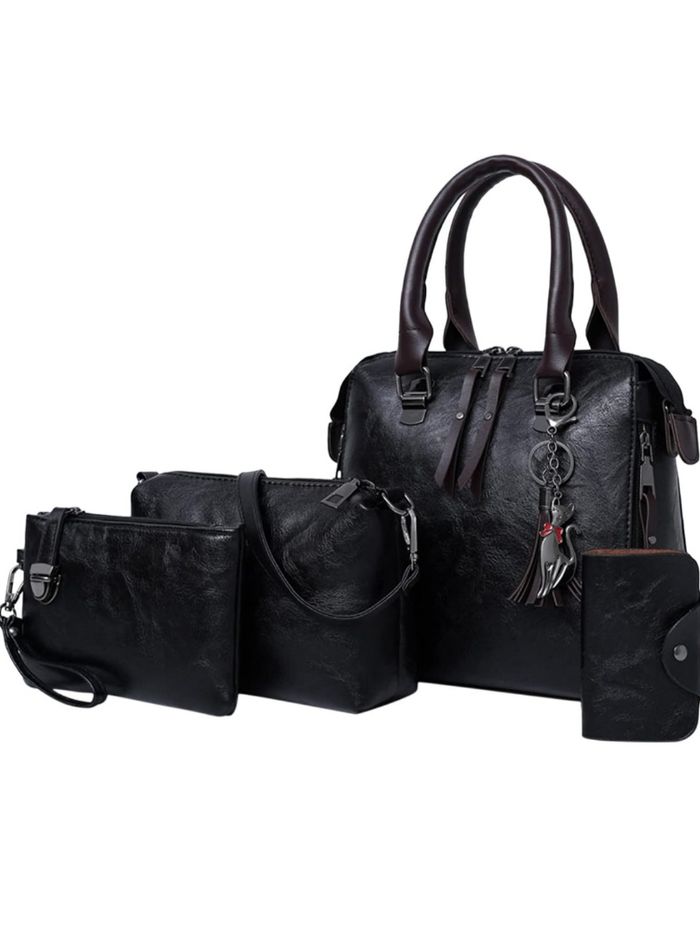 Lot 4 articles maroquinerie sac à main cuir noir, NEUF