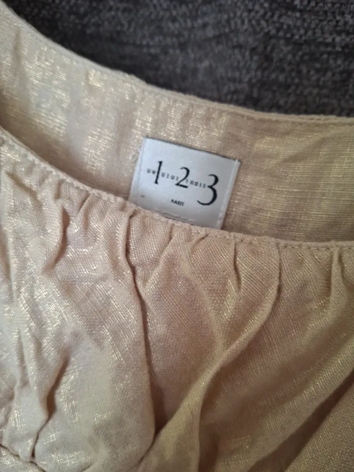 Magnifique robe 123 lin beige & doré taille 36