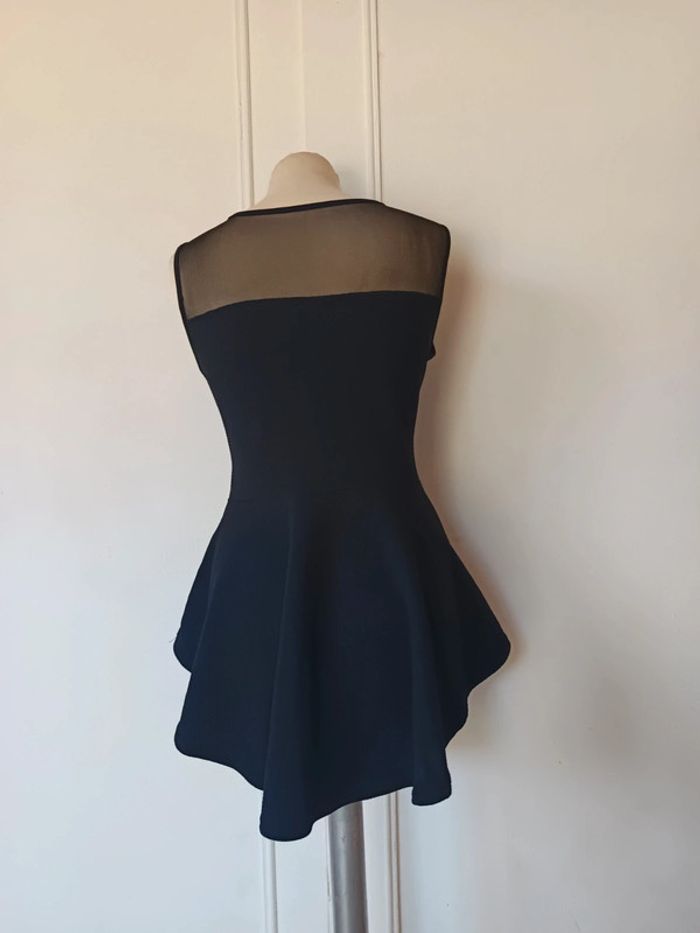 💎 débardeur long chic péplum noir taille M 38 l 40 voile transparent et collier intégré sexy chic - photo numéro 4