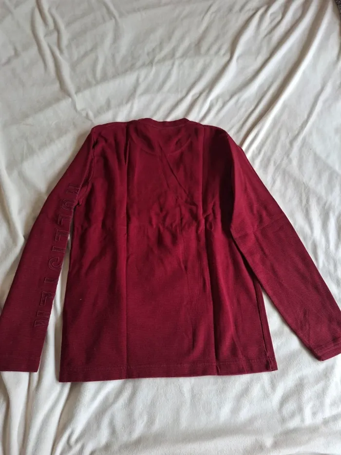 t-shirt garçon bordeaux, manches longues, taille XS, marque Hollister, - photo numéro 5