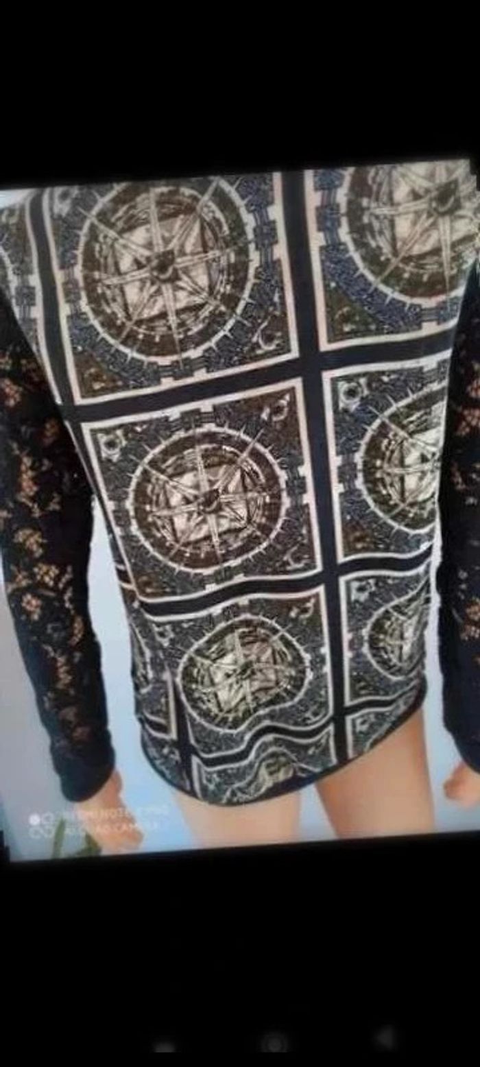 Haut manches longues noir style dentelle taille s - photo numéro 2