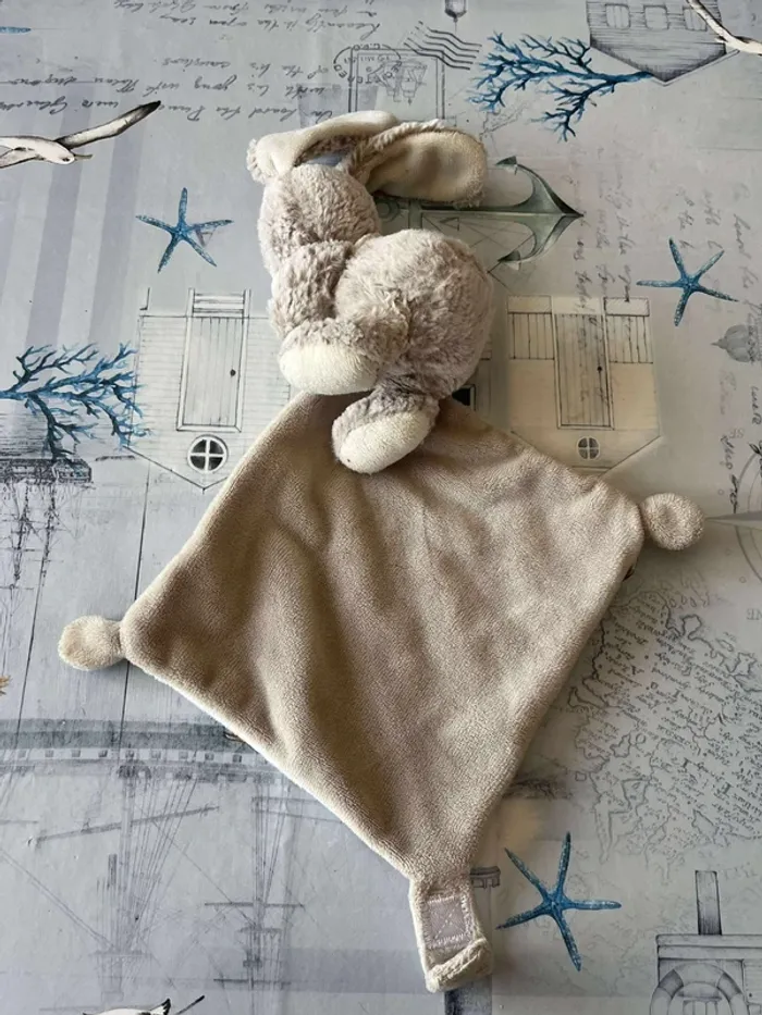 Doudou lapin avec attache tétine - photo numéro 3