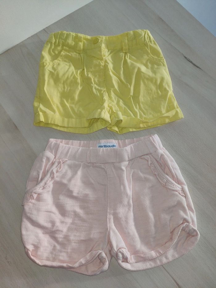 Lot de deux shorts fille rose et jaune 12 mois 1 an