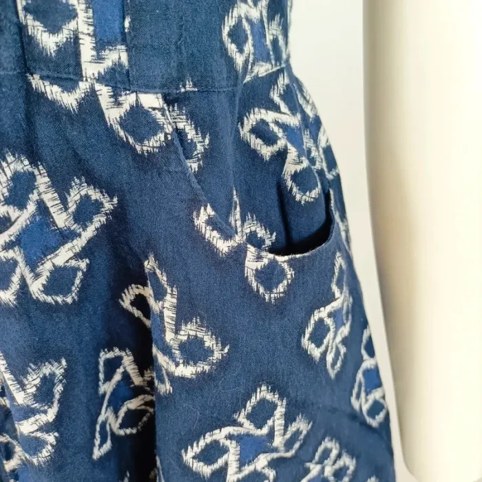 Robe Chattawak en coton bleu indigo à motifs blancs - Taille 12 ans - 100% coton - A663 - photo numéro 8