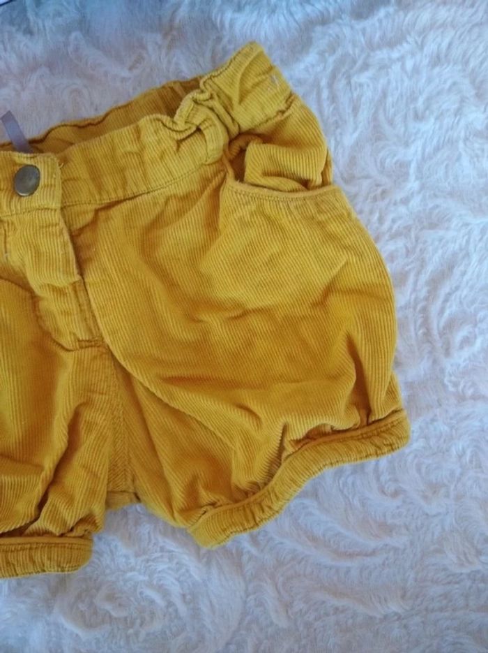 Short Fille 18 mois velours jaune moutarde Orchestra 100% coton - photo numéro 4