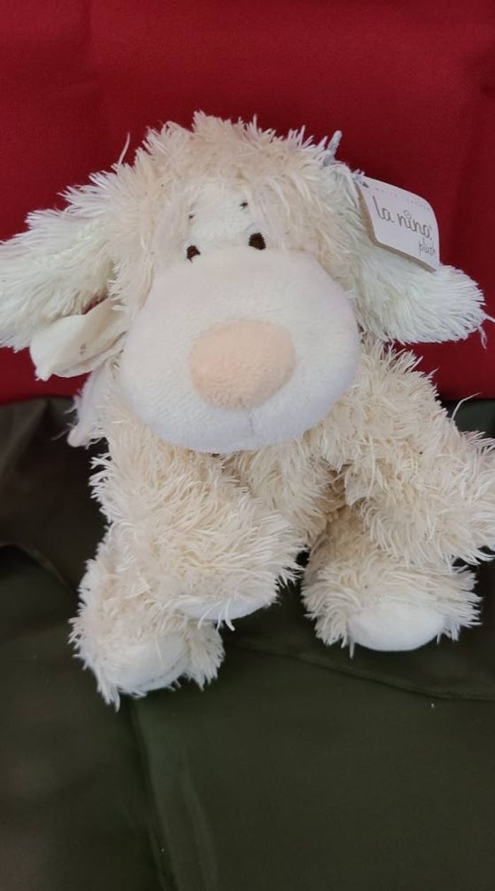 peluche chien blanc crème la nina plush - photo numéro 3