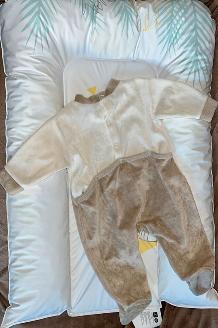 Pyjama velours chat marron crème 3 mois King bear - photo numéro 2