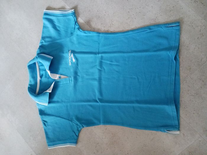 Polo turquoise et blanc Taille S Brooks Belle qualité Neuf 100 % coton