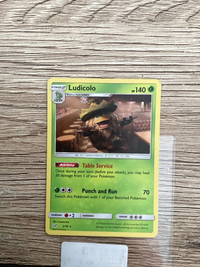carte Pokémon 2/18 ludicolo holo holographique anglais ANG année 2019