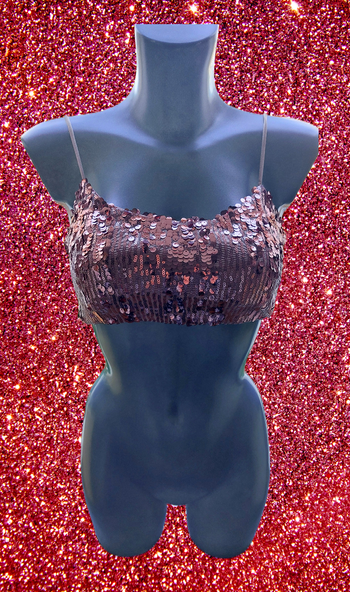 Top court à sequins coloris vieux rose / taille S Zuiki
