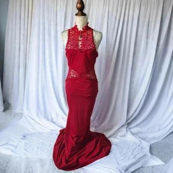 Robe de soiree avec traine rouge🌹 S🌹